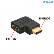 Adaptador L HDMI Macho x HDMI Fêmea Esquerda LE-5552 It Blue - Preto